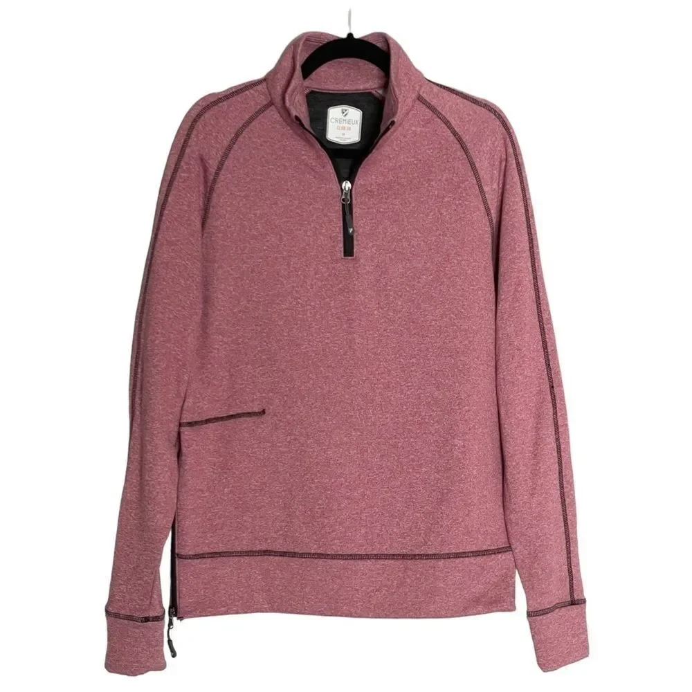 Cremieux Club 38 Fleece Lined Red Heather Quarter Zip Jacket Size M